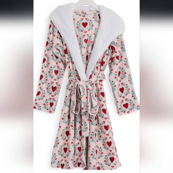 Vera Bradley Plush Cozy Life Hooded Robe Imperial Hearts Pink NWT Sz L-XL - Picture 2 of 13